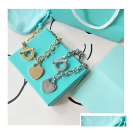 قلادة قلادة مصممة فاخرة Sterling Sier Heart Bangle Necklace Necklace Mothing Original Fashion Classic Women Jewelry S Dr Dhjx3