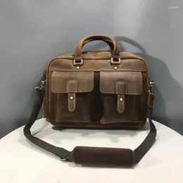 Briefcases 2023 Vintage Alligator Crocodile Skin Genuine Leather Business Men's Briefcase Male Shoulder Messenger Laptop Computer Bag