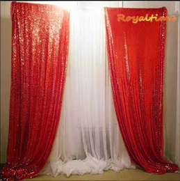 ビューティーアイテム王室2pc 2x8ft赤いスパンコールバックドロップカーテンウェディングフォトブース写真背景クリスマスパーティーの装飾