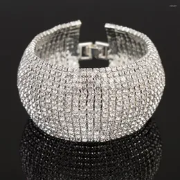 Link Bracelets TREAZY Luxury 15 Row Rhinestone Full Crystal Bracelet For Women Wedding Bridal Gold Silver Color Statement