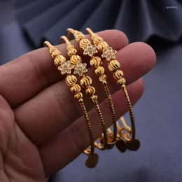 Bangle 24k 4pcs Dubai Gold Color Banles for Baby Wome African Bridal Bracelets Prezenty ślubne Etiopska biżuteria
