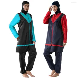 Ethnische Kleidung 2023 Muslimische Frauen Badeanzug Hijab Badebekleidung 3pcs Burkini Islamischer Badeanzug Voller Cover Surf Schwimmkleidung Bescheidenheit Strandkleidung Araber