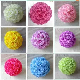 Decorative Flowers Arrivals 20CM Silk Kissing Rose Ball For Wedding Party Decoration U Choose Color Artificial Flower Balls