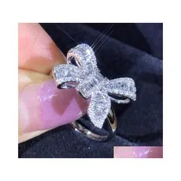 Pierścionki ślubne Choucong Przyjazd luksusowa biżuteria 925 Sterling Sier T Princess Cut White Topaz CZ Diamond Party Butterfly Band Rin Dhkxv