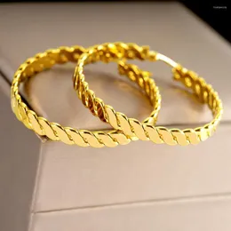 Hoop Earrings Statement Stainless Steel Chain High Quality 18 K Plated Metal Gold Unusual Fashion Jewelry Bijoux Ete Gift