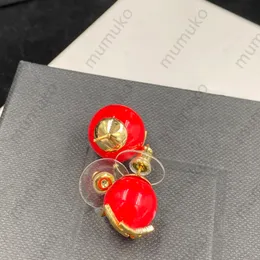Luxury Red Pearl Golden Loop Ring Designer Jewelry Fashion Gold Letters Love Earrings Ball Rings Womens Stylish Earring Gift Y With Box Hot