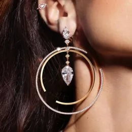 Kolczyki Dangle Godki Trend okrągła kropla dla kobiet przyjęcie weselne Cubic Zircon Dubai Bridal Earring Boucle D'Oreille 2023