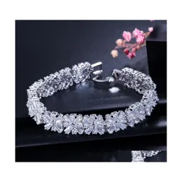 Wedding Bracelets Arrival Luxury Jewelry Mona Lisa Bangle 18K White Rose Gold Fill T Princess Cut Clear Topaz Cz Diamond Women Drop D Dhkri
