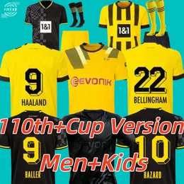 22/23 Reus Reyna Soccer Jerseys Borussia Haaland 110th Black Football Shirt REUS Yellow Cup Version Hummels Brandt Dortmund Men Kids Kit Maillot de Foot