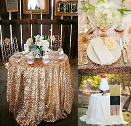 Bord trasa 80 cm paljetterad rund bordsduk broderad omslag för bröllopsfest glitter guld silver rose blått vitt