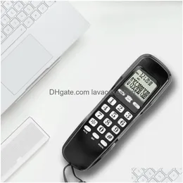 Inne produkty automatyzacyjne Mini ścian telefon domowy biuro El przychodzące dzwoniący identyfikator lcd wyświetlacz telefon stacjonarny telefon czarny upuszczenie Schoo Dhnfn
