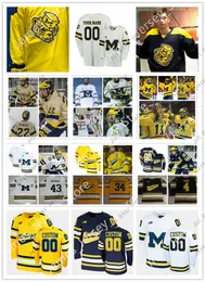 College Hockey Wears College Hockey Wears 2022 NCAA Custom Michigan Wolverines Hockey Jersey 43 Quinn Hughes Jerseys 19 DYLAN LARKIN Jersey 17 Johnny Beecher