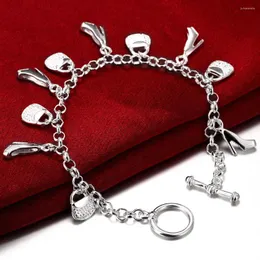 Länkarmband 925 färg silver fashion sko väska shoppingkedja för kvinna bröllopsfest julklappar högkvalitativa smycken