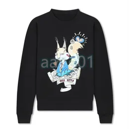 Moda lüks erkek uzun kollu sweatshirt doktor tavşan mektup baskı sweatshirt tasarımcı mürettebat boyun kazık üst siyah