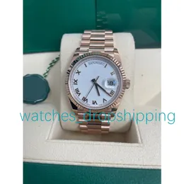 Ny 36mm Unix Watch 18K Gold White Roman Dial Automatic Mechanical Silver Dial Flinged Bezel Rostfritt stål Självlindande dolda fällbara kronklipp Mans klockor