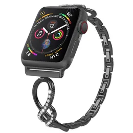 Cinta de pulseira de diamante feminina para a série de bandas de relógio Apple 8 7 6 SE 5 4 3 pulseira destacável de luxo iwatch Ultra 49mm 41mm 45mm 40mm 44mm 38/42mm Cinturão