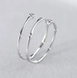 100 REAL 925 Rings de plata esterlina para mujeres Textura de bamb￺ de bamb￺ Doble espiral rzirc￳n anillo de apertura de joyer￭a coreana regalos de joyer￭a ymr4627956073