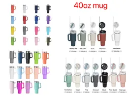40oz Mugs Tumbler With Handle Lids Straw Stainless Steel Coffee Termos Big Capacity Beer Wine Water Bottle Outdoor Camping Cup Vacuum Insulated Drinking New B5