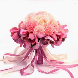 Dekorativa blommor Korean Simulering Whelan Bouquet Wedding Bride Holding Artificial Silk Flower Po Studio Pography Props Event Decor