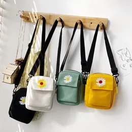 Akşam çantaları moda crossbody için kadınlar için vintage papatya sling çanta tarzı nakış küçük tuval omuz