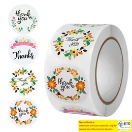 Florals Sticker Labels Flower Pattern Shopping Small Shop Business Stickers 1inch 500 PCS Per Roll 500 Pieces Roll Wholesale