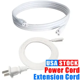 Conector de fio LED T5 T8 Interruptor liga/desliga cabo de alimentação com cabos de extensão para tubos integrados Light 2/3 pinos plugue dos EUA 1FT 2FT 3,3FT 4FT 5FT 6 FT 6,6FT 100 Pcs Crestech