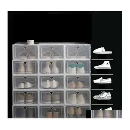 Ящики для хранения мусорные банки 1pc сгибание пластиковая обувь сгущенной пылепроницаемой прозрачная обувь Организация наложенного комбинированного шкафа VTM T DH1MW