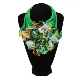 Scarves Trend Women Scarf Floral Collar Luxury Big Flower Neckerchief Ring Neck Fashion Bandana Head Hijab For Ladies