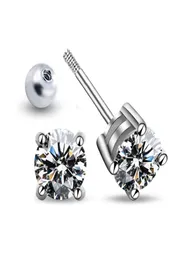 S925 Sterling Silver Screw Earring One Carat Moissanite Studs Classic FourClaw for Male and Female7577895