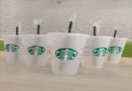 Starbucks 24oz710ml Tumbler de pl￡stico reutiliz￡vel bebida clara de baixo para o copo de pilar de pilar de pilar de pilar de pilar de pilar de pilar da palha DHL Del.
