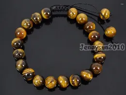 Strand Handmade 8mm Justerbar naturlig Tiger's Eye Gems Stone Round Beads Armband Healing Reiki 5 Strands Pack245a