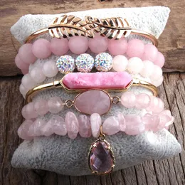 Strand Fashion Boho Bracelets Set 6pc Stack Bracelet Gif para pedra natural e cristal feminina