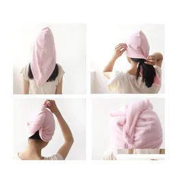 Towel Women Bathroom Hair Dry Hat Super Absorbent Quickdrying Superfine Fiber Bath Cap Salon 62X21Cm Dbc Dh0684 Drop Delivery Home G Dhif7