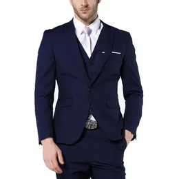 Men's Suits & Blazers Private Custom Made 2023 Slim Fit Mens Solid Color Navy Bue Splicing Suit Wedding For Business