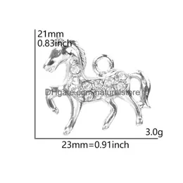 Charms 20Pc/Lot 20X20Mm Gold Sier Color Horse Pendant Diy Hang Accessory Fit For Floating Dangle Locket Jewelrys Drop Delivery Jewel Dh13C