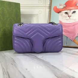 20/26cm Mini Designers Bag Purple Flap Mamont Borsa a tracolla a tracolla Borsa trapuntata Pochette Portafogli Totes Doppie lettere Filo in vera pelle 5 colori Pouch