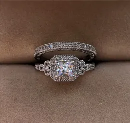 Luxury White Zircon Stone Ring Set New Fashion 925 Silver Engagement Ring Vintage Wedding Rings For Women Bridal Sets6439879