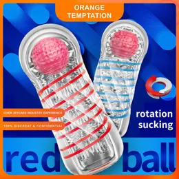 Beauty Items Spiral Male Masturbators for Men Erotic Vagina Adult Rotating Vacuum Masturbation Cup Red Ball Sucking Deep Throat sexy Toys