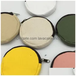 Party Favor Diy Blank Round Canvas Zipper Pouches Cotton Kawaii Coin Purses Pencil Cases Bags 8 Colors Ggb2422 Drop Delivery Home Ga Dhgbn