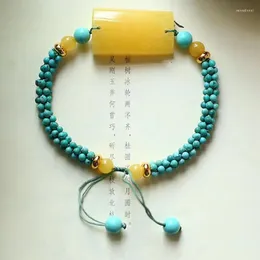 Strand Fine JourSneige handvävda armband blå pärlor med gul natursten för kvinnor män klassiska modesmycken
