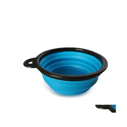 Dog Bowls Feeders Wholesale 7 Colors Outdoor Travel Portable Collapsible Pet Cat Feeding Bowl Sile Foldable Water Dish Feeder Dh02 Dhkmc