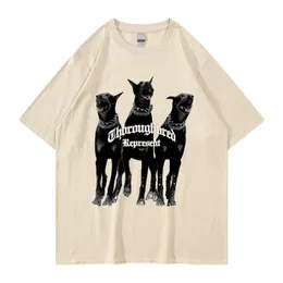 Camisetas Masculinas Harajuku T-Shirt Summer Dog Letter Printed T-shirt Hip Hop Streetwear Algodão Loose Top Tees 230106