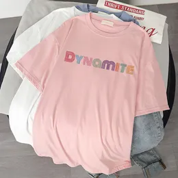 Женская футболка альбом DYNAMITE с принтом женские футболки Kpop корейский стиль с коротким рукавом милый топ в стиле Харадзюку в стиле хип-хоп y2k femme футболки 230106