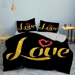 Bettwäsche-Sets ZEIMON Love Heart Bettbezug Luxus-Set Single Full Quilt Covers 2/3PCS Bettwäsche Euro-Größe für Schlafzimmerdekoration
