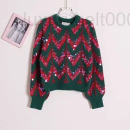 Kadın Sweaters Tasarımcısı Sonbahar Kış Yeni Küçük Moda Sapmaları Ağır Endüstri Kazak Kazak Renk Kontrastını Azaltılmış Yakalı 6W2S