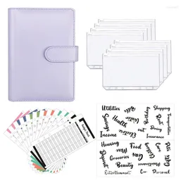 Leather Binder Budget Planner Pockets Expense Sheets Notebook Cash Envelope Organizer System With