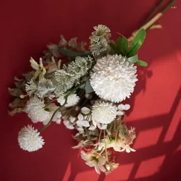 الزهور الزخرفية Luanqi الفاخرة البيضاء الجمع باقة مركب تتكون من الهندباء chrysanthemum gypsophila نبات الزفاف ديكوراتو