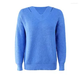 Suéteres femininos v suéter de pescoço Mulheres 2023 Moda fora do ombro Top Top Ladies Pullover Jumer Roupos de inverno Autumn Winter Pull Solid Casual Pull