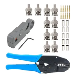 Andra handverktyg 1set coax rfbnc crimp för RG58 RG59 RG6 med 10st BNC Plug Connector Set 230106