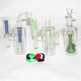 Hookahs 14mm Glass Ash Catcher Drop Down Adapter med 5 ml färgglad silikonbehållare Reclaimer Bubbler Ashcatcher för Bong Dab Rig Quartz Banger